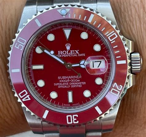 red dial.rolex|Rolex red submariner for sale.